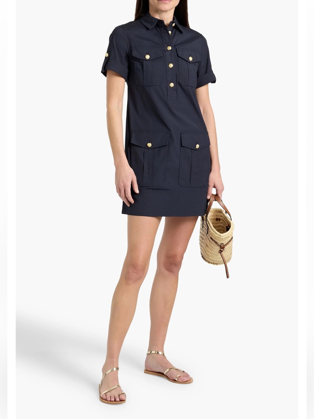 Veronica Beard Lucca Cotton-Blend Poplin Shirt Mini Dress